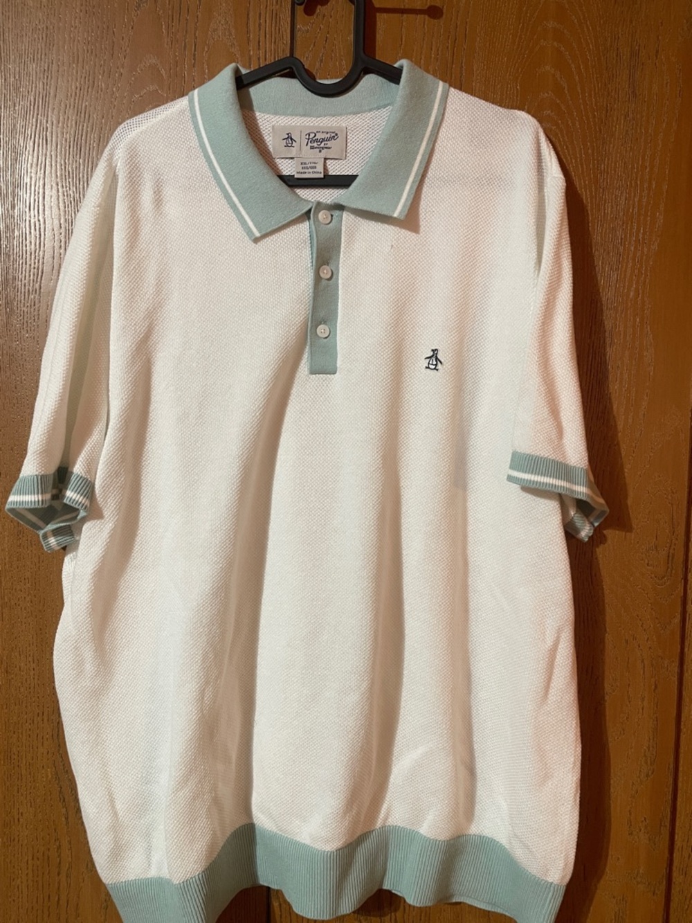 Original Penguin White Polo with Mint Trim